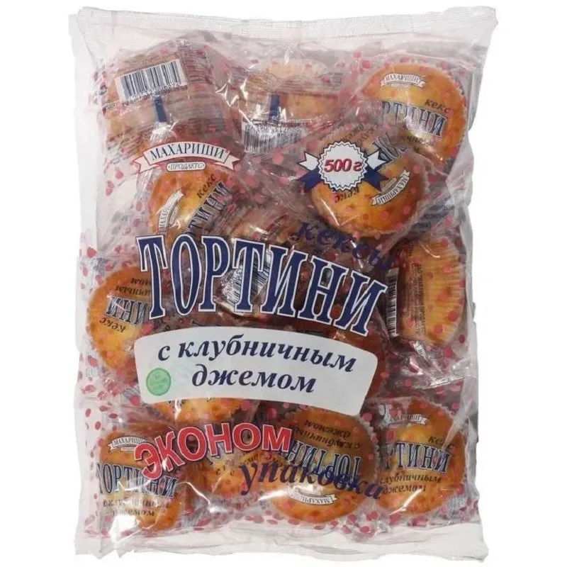 Кекс Махариши Тортини с клубничным джемом, 500гр