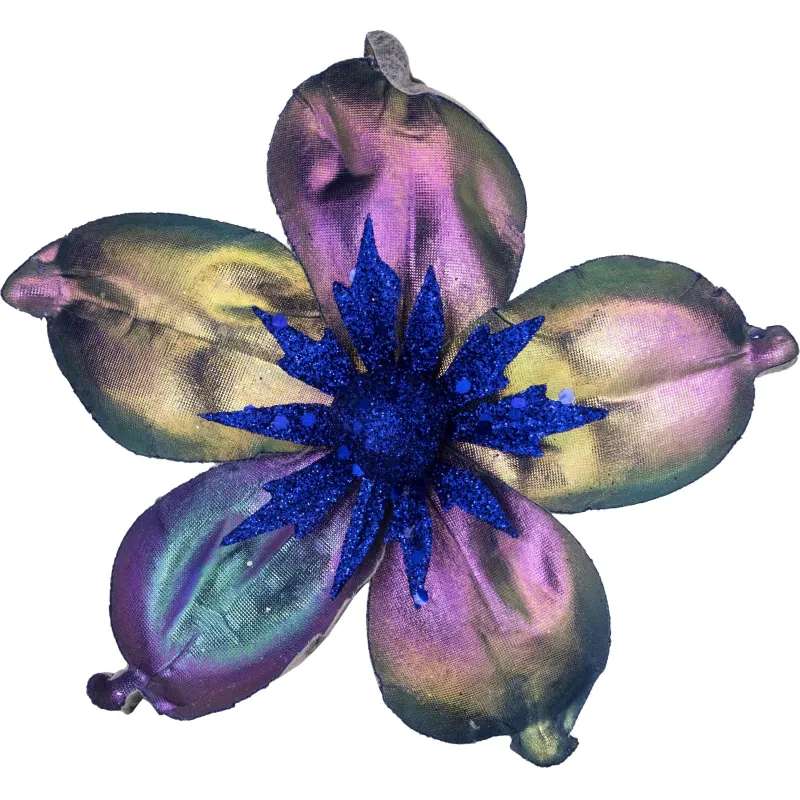 Украшение НГ елочное в виде цветка,полиэстер, на клипсе  6,5х6,5х18см,92384