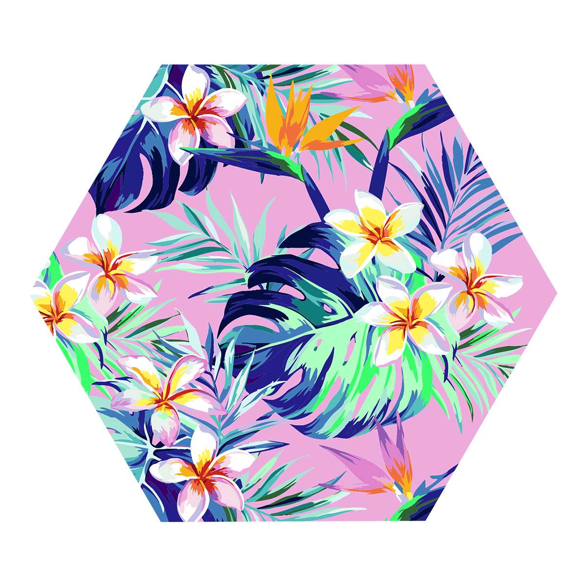 Картина по номерам на фигурном холсте ТРИ СОВЫ "Тропический сад", форма многоугольник, с акриловыми 