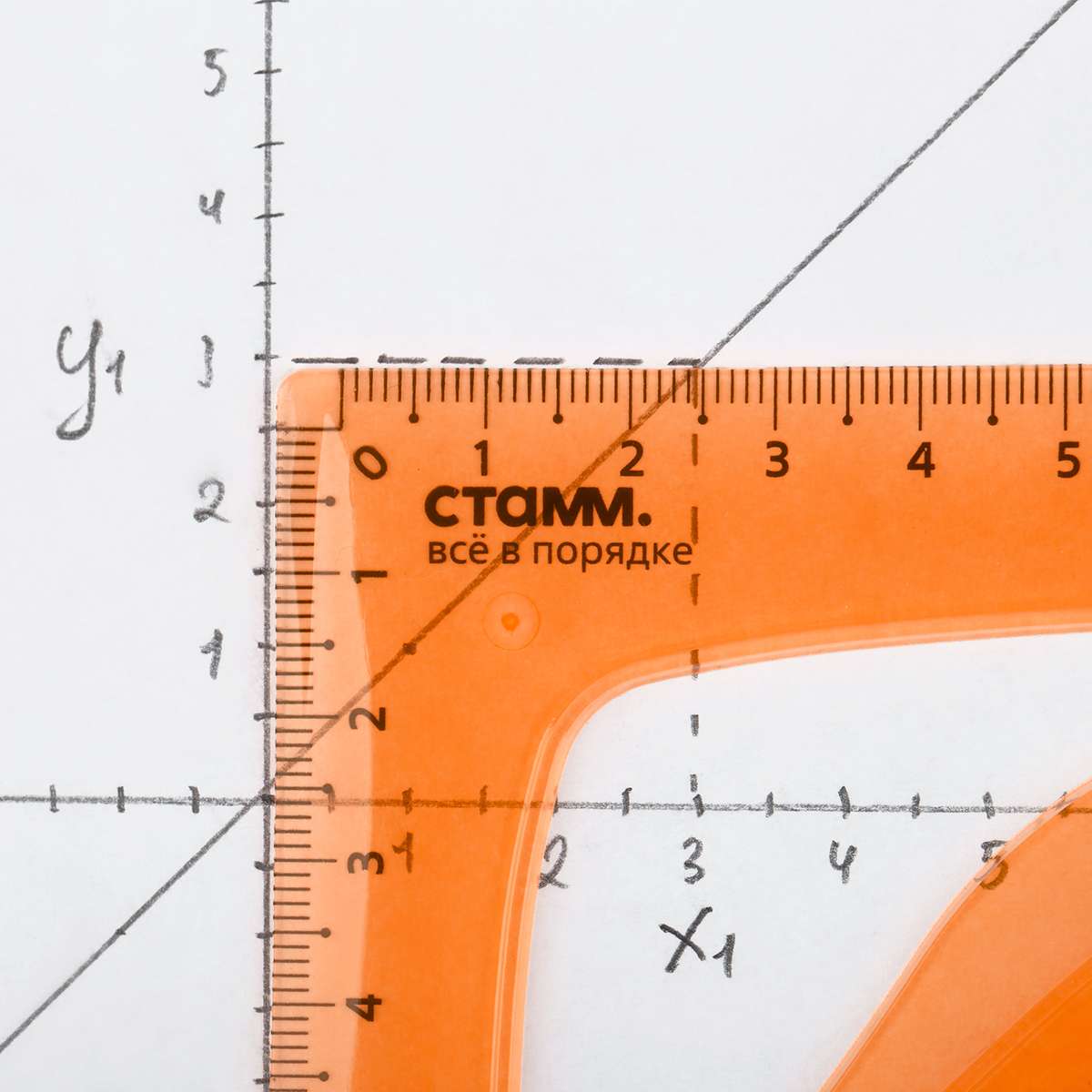 Треугольник 30°, 13см СТАММ, пластиковый, гибкий, прозрачный, оранжевый, европодвес