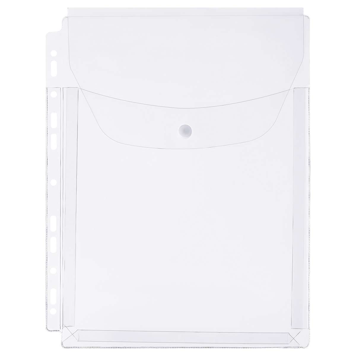 Папка-вкладыш с перфорацией на кнопке СТАММ А4, ПВХ, 180мкм, глянцевый, расширяющаяся до 250л.