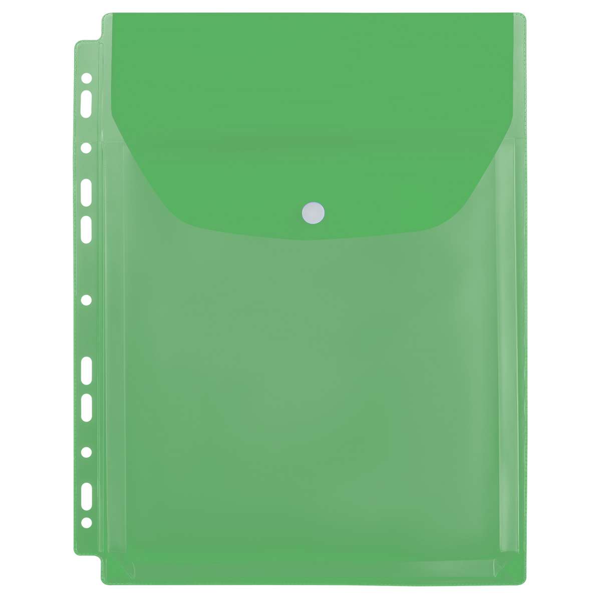 Папка-вкладыш с перфорацией на кнопке СТАММ А4, ПВХ, 180мкм, расширяющаяся до 250л., цветная, ассорт