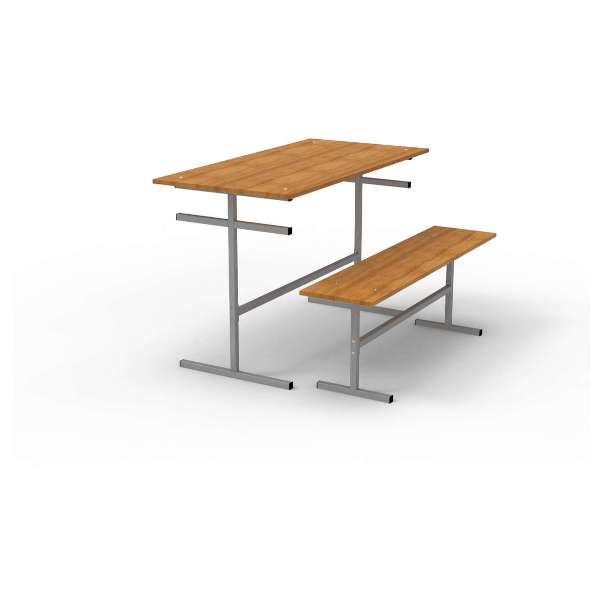 Стол обеденный под скамью Титан ССТ, 4-местный, 1200*600*760, каркас серый, столешница ЛДСП бук (ПОД