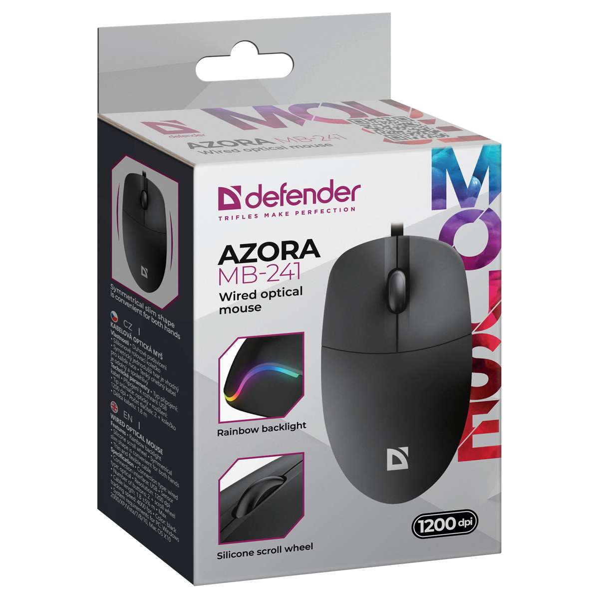 Мышь Defender Azora MB-241, USB, черный, 2btn+Roll