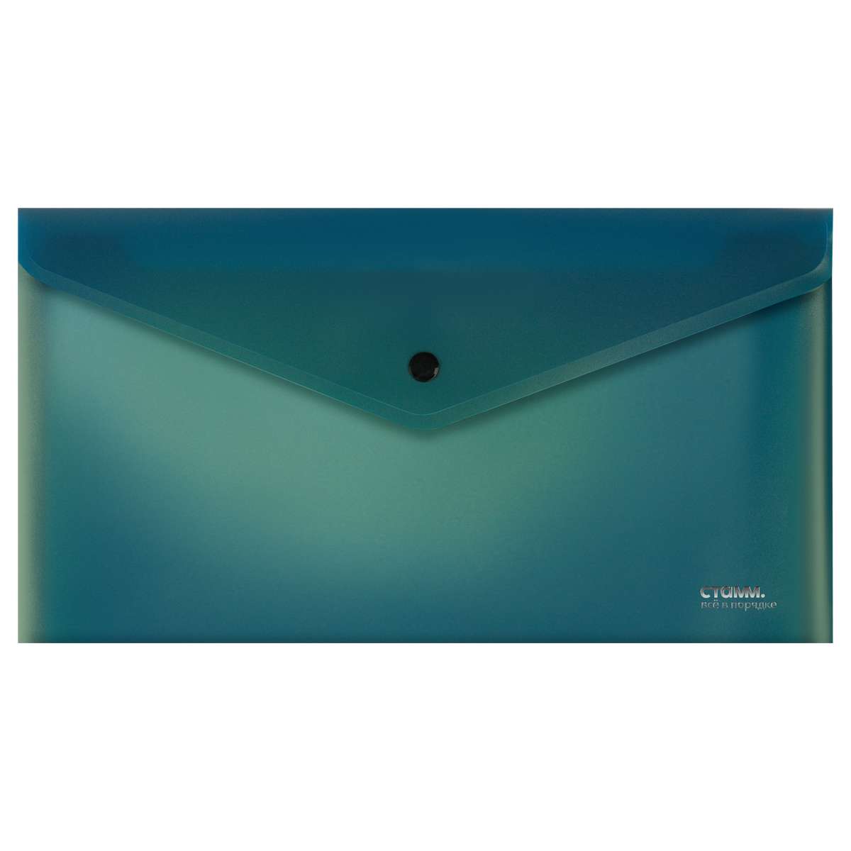 Папка-конверт на кнопке СТАММ "Хамелеон" С6, 180мкм, пластик, непрозрачная, зеленый хамелеон