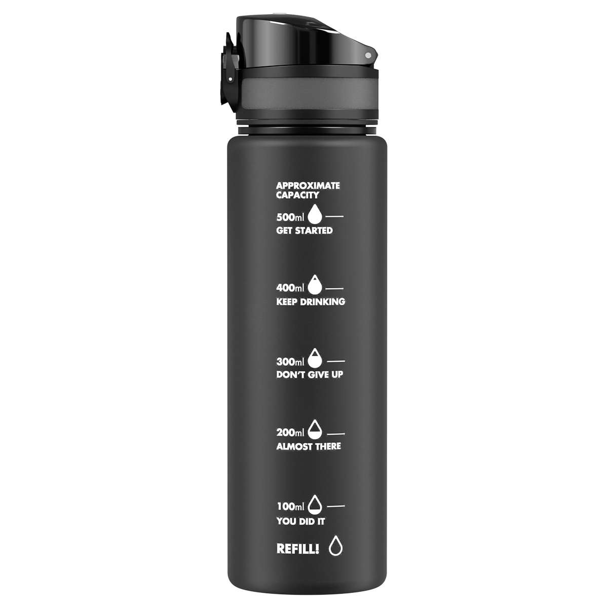 Бутылка для воды MESHU "Выходи за рамки" 600мл, пластик, черная