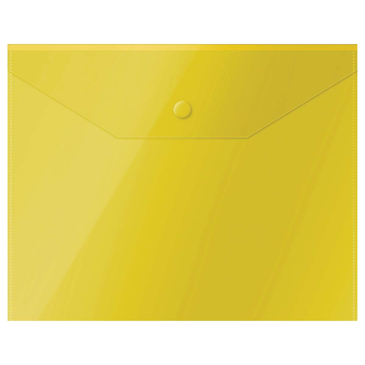 Папка-конверт на кнопке СТАММ А5 (190*240мм), 150мкм, пластик, прозрачная, желтая