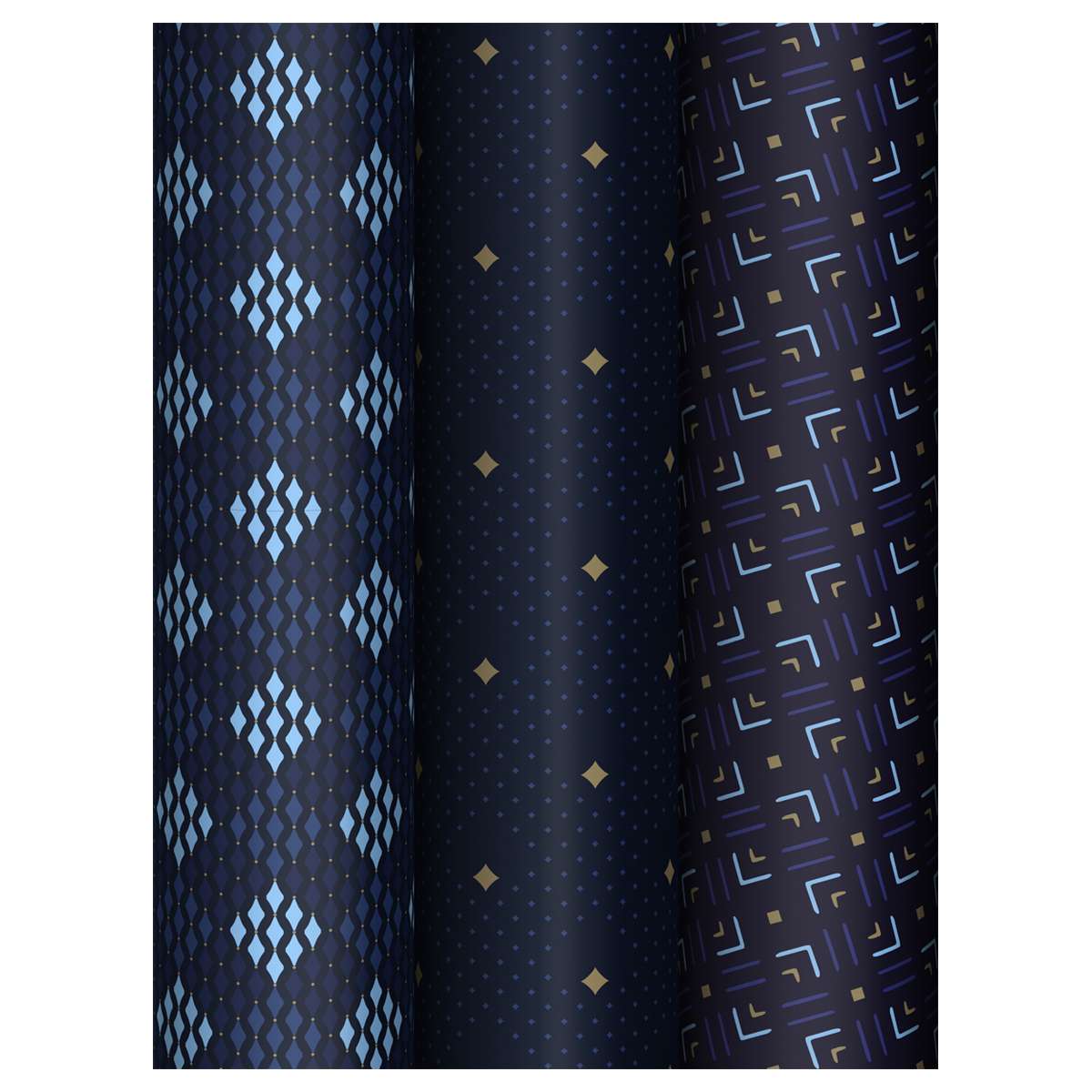 Упаковочная бумага глянц. 70*100см, MESHU "Strict pattern", 80 г/м2, ассорти, 3 дизайна
