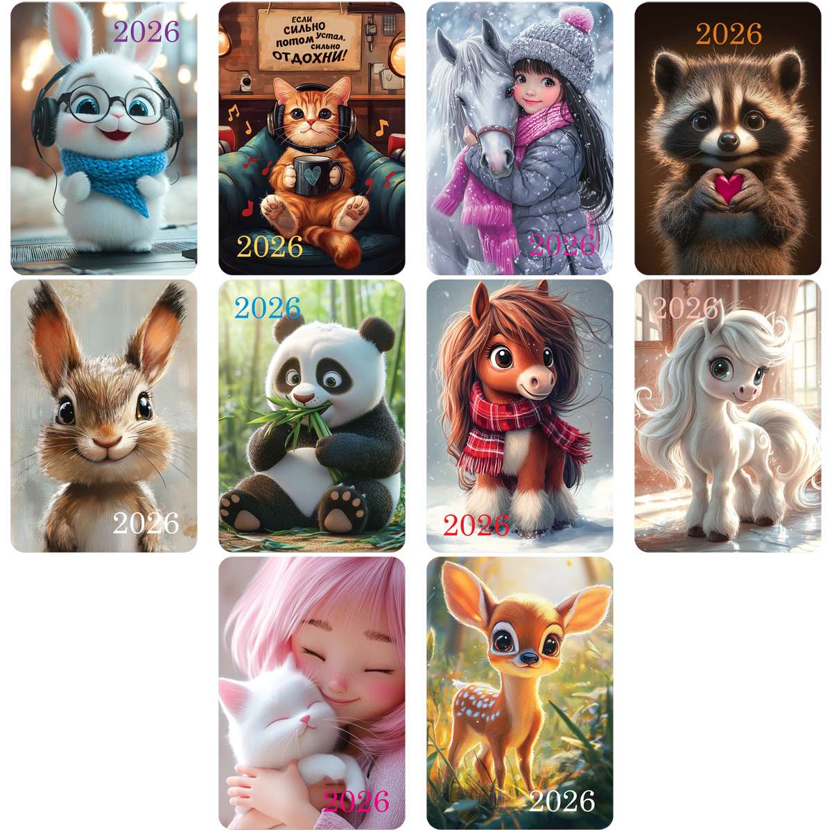 Календарь карманный, 65*95 мм BG "Мультяшки", ассорти, 2026г.