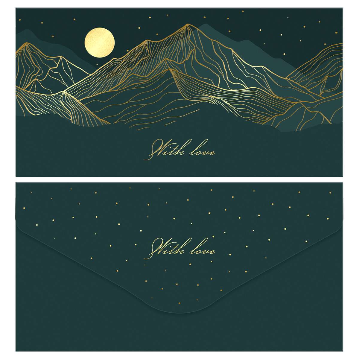 Конверт для денег MESHU "Mountains" 85*164мм, матовая ламинация, фольга
