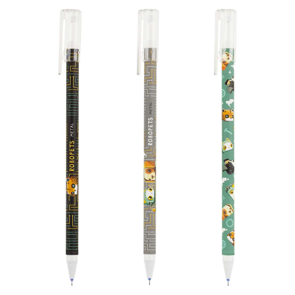 Ручка гелевая стираемая MESHU "Robopets" синяя, 0,5мм, корпус ассорти