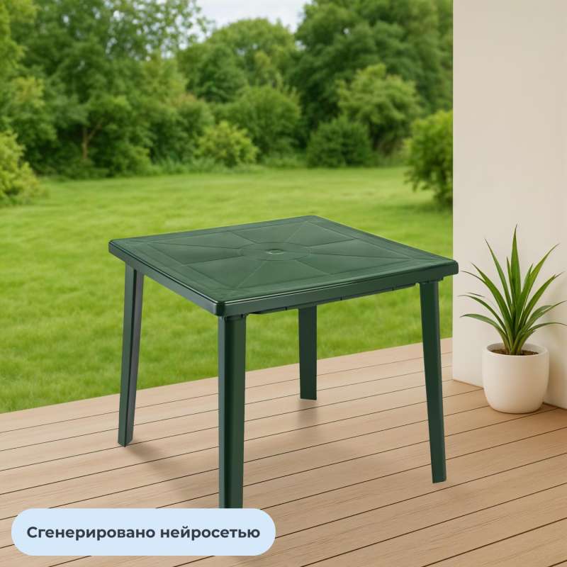 Стол пластиковый SPG_квадратный 80х80, темно-зеленый