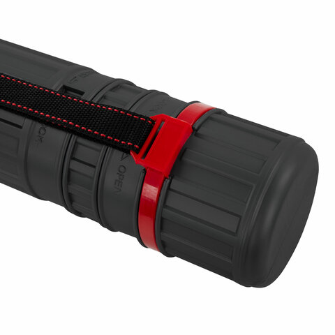 Тубус для чертежей телескопический, длина 64-100 см, формат А0, диаметр 8,5 см, с ремнем, черный, BR