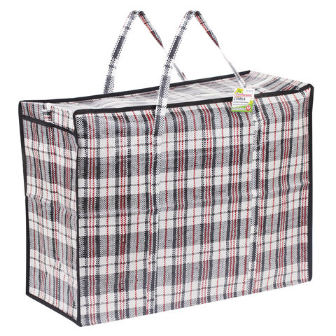 Сумка-баул хозяйственная, полипропилен, 60х45х25 см, 68 литров, черно-красная, 150 г/м2, ЛЮБАША, 604