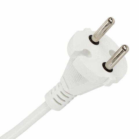 Удлинитель сетевой SONNEN U-135, 3 розетки, без заземления, 6 А, 5 м, белый, 511430