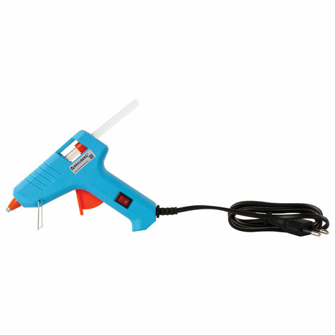 Клеевой пистолет 15 Вт для стержня 7 мм, комплект 20 стержней (10 белых + 10 прозрачных), BRAUBERG, 