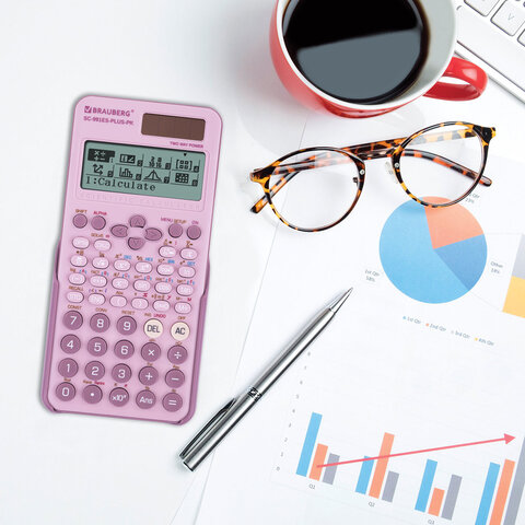 Калькулятор инженерный BRAUBERG SC-991ES-PLUS-PK (164х80 мм), 552 функции, 10+2 разряда, РОЗОВЫЙ, 27