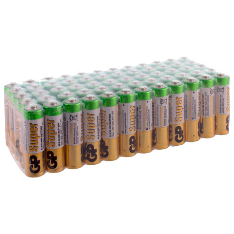 Батарейки GP Super, AA (LR6, 15А), алкалиновые, пальчиковые, 15A-2CRVS60