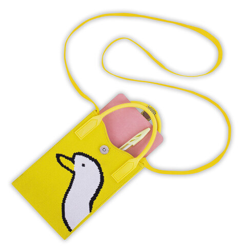 Сумочка-органайзер повседневная HEIKKI KNIT (ХЕЙКИ) кросс боди, вязаная, 17х12х5 см, "Yellow goose",