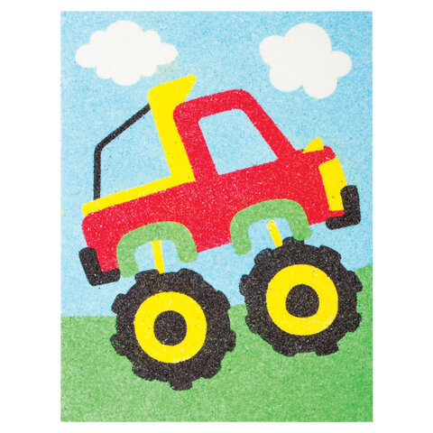 Набор для творчества "Картина из цветного песка", "Транспорт", 2 самоклеящиеся основы 20х15 см, 6623