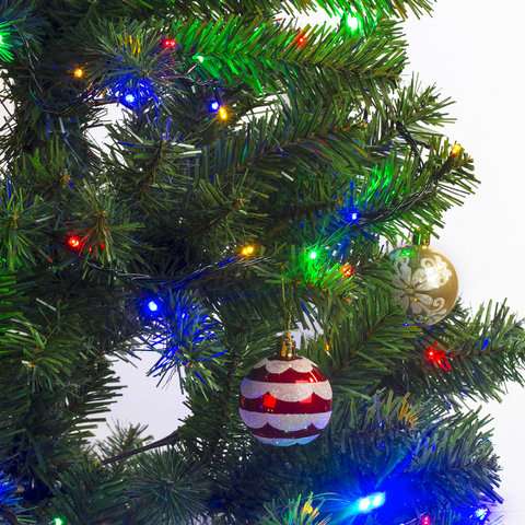 Электрогирлянда-нить комнатная "Стандарт" 5 м, 100 LED, мультицветная, 220 V, контроллер, ЗОЛОТАЯ СК