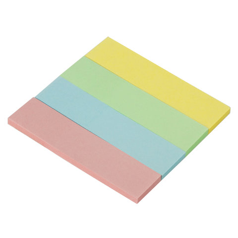 Закладки клейкие пастельные STAFF бумажные, 50х12 мм, 100 штук (4 цвета х 25 листов), европодвес, 12
