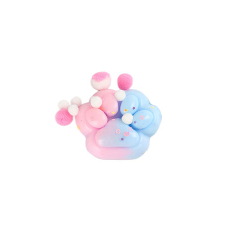 Игрушка-антистресс "ЦВЕТНАЯ КОШАЧЬЯ ЛАПКА С ПОМПОНАМИ", 7х6 см, ассорти 4 вида, дисплей, JOLLY JOT (