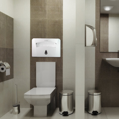 Диспенсер для покрытий на унитаз LAIMA PROFESSIONAL CLASSIC (Система V1) 1/2 сложения, белый, ABS-пл