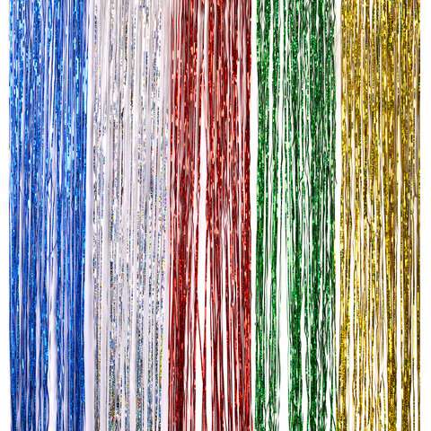 Дождик новогодний голография, ширина 10 см, длина 1,5 м, ассорти 5 цветов, ЗОЛОТАЯ СКАЗКА, 592287