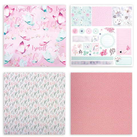 Бумага для скрапбукинга 30х30 см "Нежность природы", двусторонняя, 12 листов, 12 дизайнов, 180 г/м2,