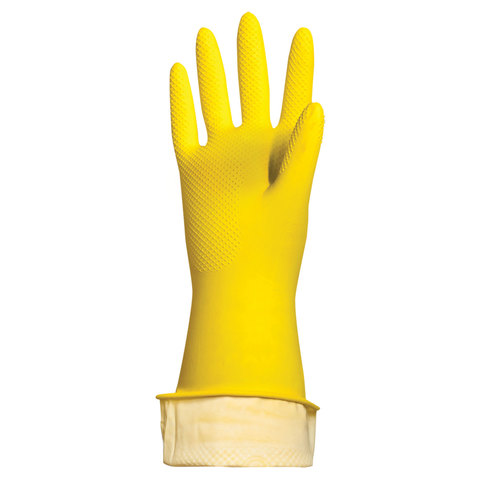Перчатки МНОГОРАЗОВЫЕ латексные ЛЮБАША "ЭКОНОМ", хлопчатобумажное напыление, размер L (большой), жел