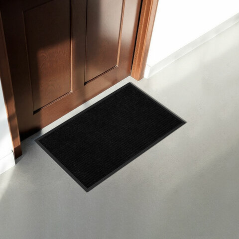 Коврик придверный 50х80 см, ЧЕРНЫЙ, влаго-грязезащитный, 430 г/м2, ребристый, ЛЮБАША СТАНДАРТ