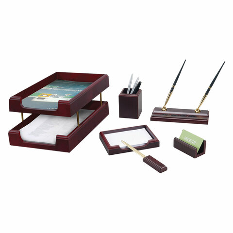 Набор подарочный настольный BESTAR "Apollon" из дерева, 6 предметов, цвет "красное дерево", 236353