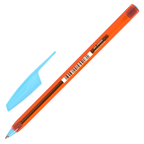 Ручка шариковая BRAUBERG X-30 ORANGE, СИНЯЯ, мягкое письмо, пишущий узел 1 мм, линия письма 0,5 мм, 