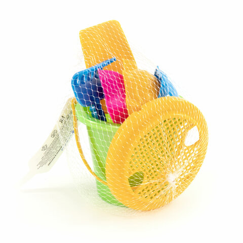 Набор для игр в песке: ведерко с ситом, совочек, грабельки, 3 формочки "Морские", НОРДПЛАСТ, 95