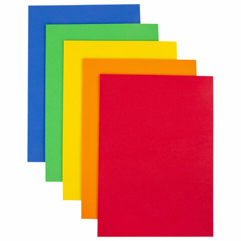 Пористая резина/фоамиран А4, 2 мм, НАБОР, 5 листов, 5 цветов, яркие цвета, ЮНЛАНДИЯ, 662053