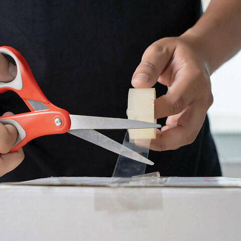 Клейкие ленты 12 мм х 33 м канцелярские ОФИСМАГ, комплект 4 шт., прозрачные, гарантированная длина, 