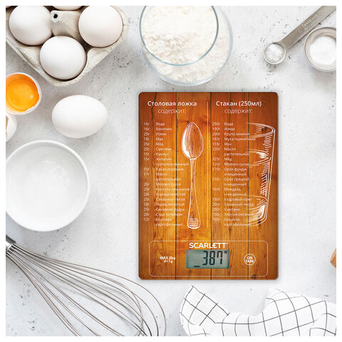Весы кухонные SCARLETT SC-KS57P19, электронный дисплей, максимальный вес 10 кг, тарокомпенсация, сте