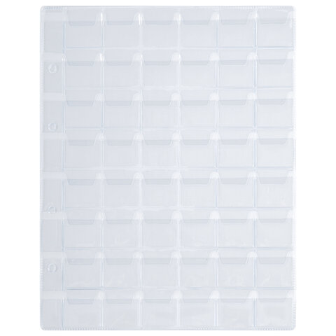 Листы-вкладыши для альбома "OPTIMA" на 48 монет d до 25 мм, КОМПЛЕКТ 10 шт., 200х250 мм, ПВХ, STAFF,