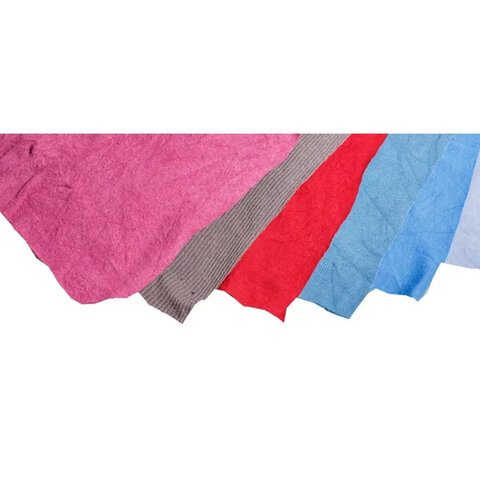 Ветошь трикотаж ЦВЕТНОЙ 10 кг, лоскуты 40х60 (±10 см) плотность 100-200 г/м2, 90% хлопок, 10% синтет