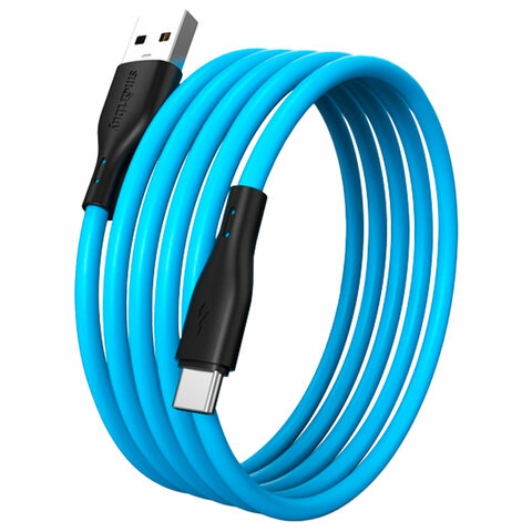 Кабель S21 USB – Type-C, 1 м, 3 А, SMARTBUY, для зарядки и передачи данных, синий, 93393, iK-3112-S2