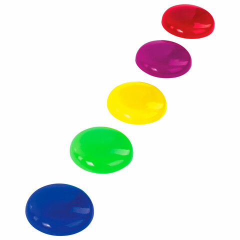 Магниты СРЕДНЕГО ДИАМЕТРА, 30 мм, НАБОР 5 штук, цвет АССОРТИ, в блистере, STAFF "Basic", 237482