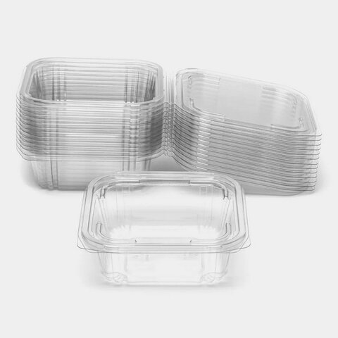 Одноразовый контейнер квадратный 750 мл С КРЫШКОЙ ЮП-РКСП, КОМПЛЕКТ 300 шт., прозрачный ПЭТ, ЮУПМ601