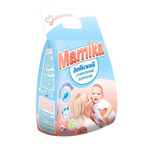 Стиральный порошок гипоаллергенный для всех типов стирки 2,4 кг MAMIKA "Детский", бесфосфатный, 595/
