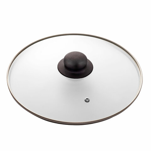 Крышка стеклянная 26 см с пароотводом, жаропрочное стекло, нержавеющая сталь ободка, SCOVO "Classic"