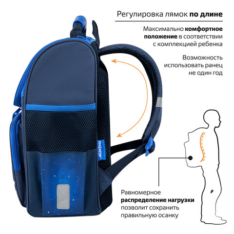 Ранец ПИФАГОР BASIC, 1 отделение, 3 кармана, эргономичная спинка, "Game on", 35х28х18 см, 271376