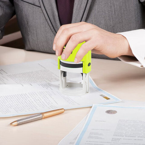 Оснастка для печатей оттиск D=42 мм, синий, TRODAT IDEAL 46042, корпус ЖЕЛТЫЙ, крышка, подушка, 1989