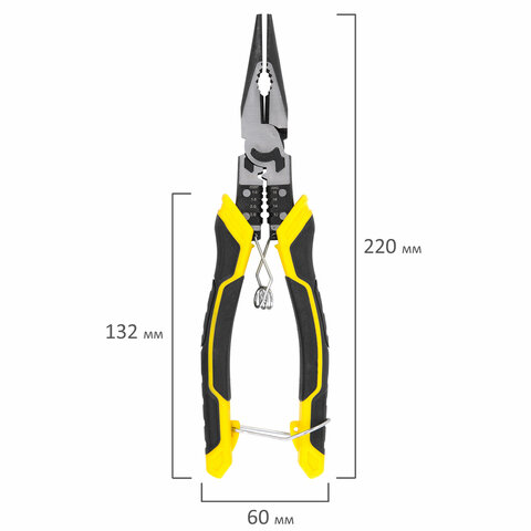 Длинногубцы многофункциональные 12 в 1, 220 мм, CR-V – хромванадиевая сталь, ГРАНДМАСТЕР, LNP-220, 6