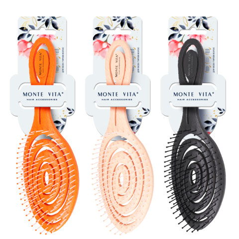 Расческа для волос массажная 22,5х6,5 см, цвета АССОРТИ MONTE VITA, 457416