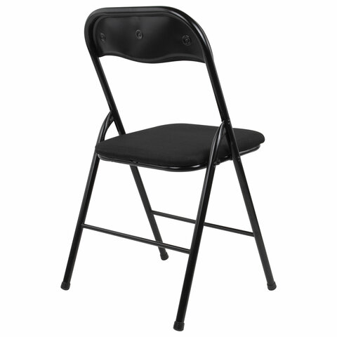 Стул складной BRABIX "Golf CF-007", чёрный каркас, чёрная ткань, гофрокороб, 533025